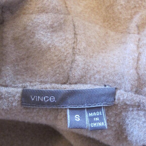 VINCE BROWN TAUPE DOUBLE FACE WOOL COCOON HOODED COAT - Picture 9 of 12